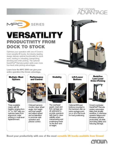 Order Crown Crown MPC Series Order Picker At Maybury Material Handling